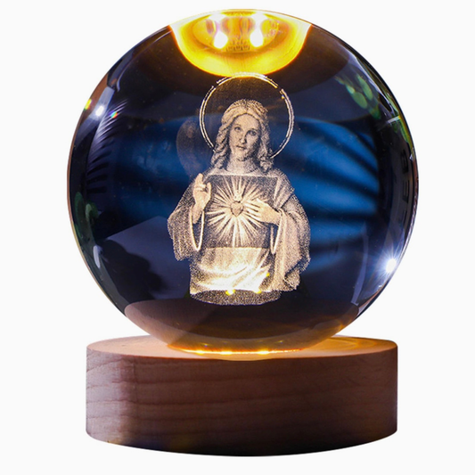 Bola de cristal de Jesús 3D con iluminación
